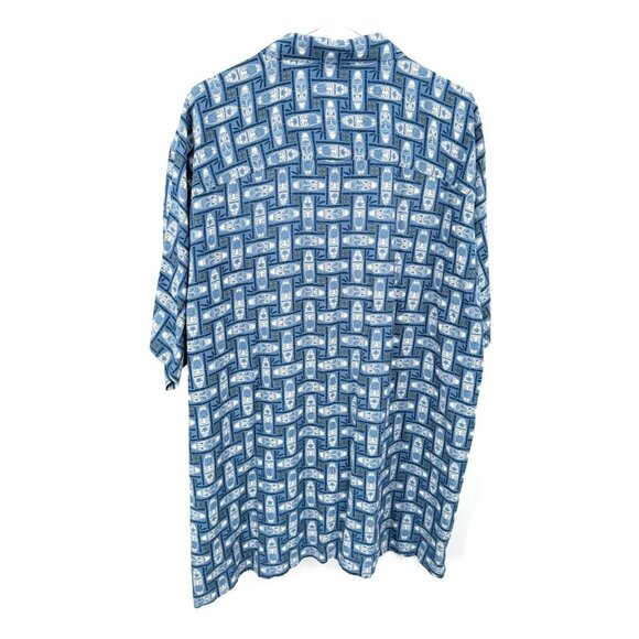Atomic Tiki 2XB Hawaiian Camp Shirt Men's Blue Surf Wooden Buttons Short Sleeve - Picture 4 of 5